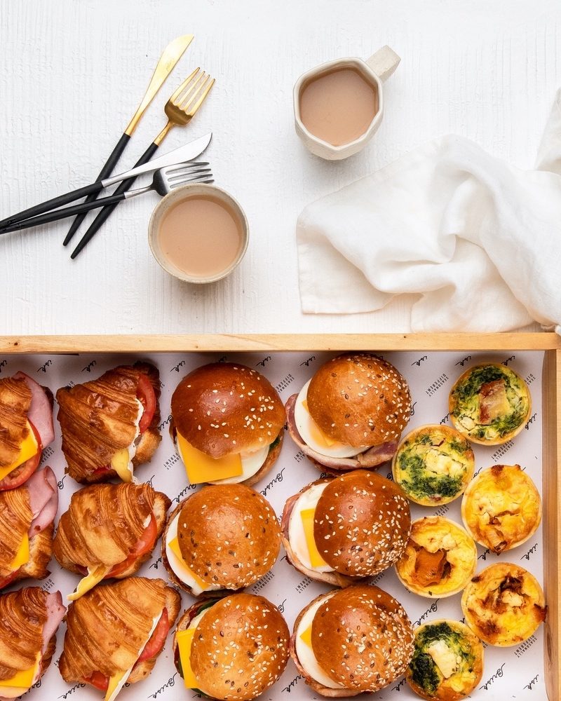 A Brisk breakfast spread — croissants, brioche sliders and frittatas with coffee
